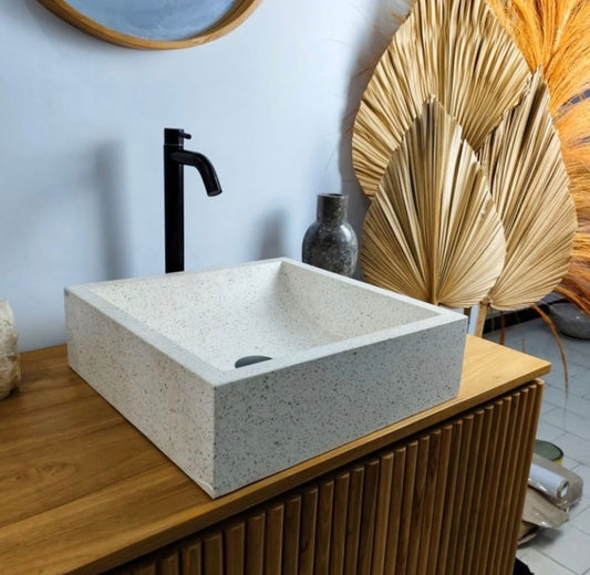 White Concrete Basin Bowl Sink, Custom Bathroom Vessel Vanity Sink, Oval Bathroom Basin, Modern Vanity Sink, Handmade Bathroom Decor