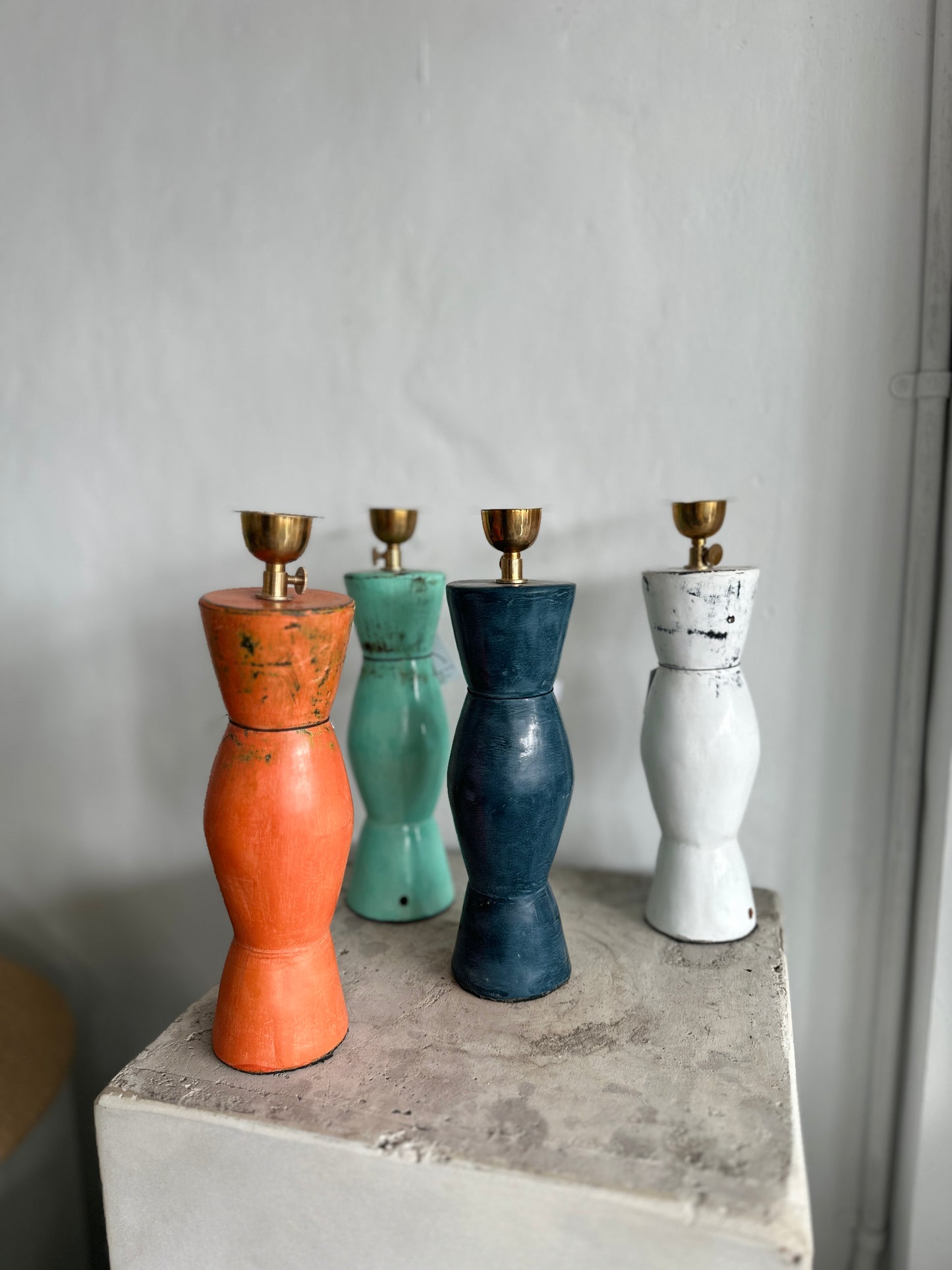 Handmade Japandi Sculptural Ceramic Table Lamp | Wabi Sabi Terracotta Style Desk Light | Rustic Earthenware Bedside Lamp