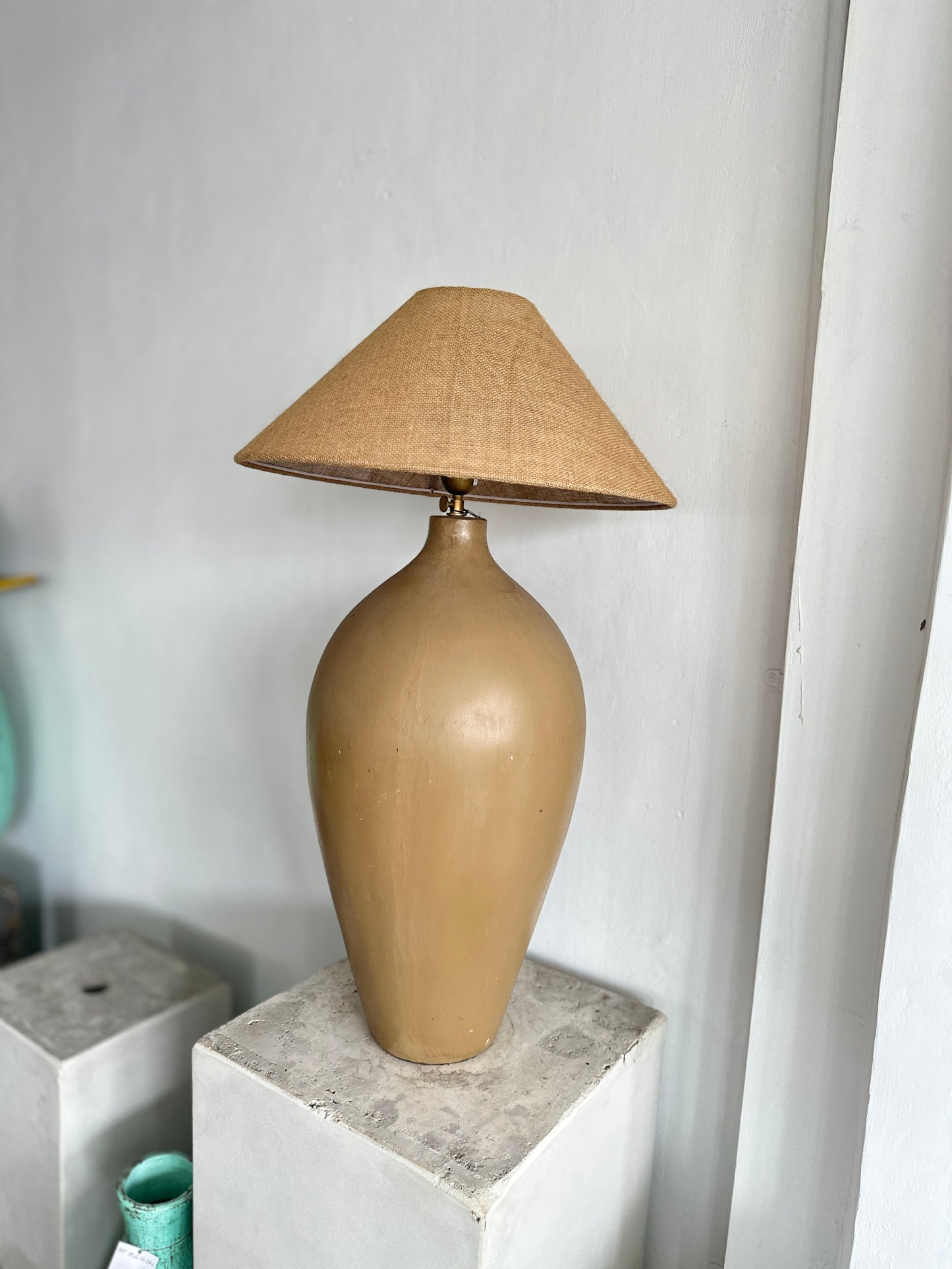 XL Rustic Beige Terracotta Style Lampshade | Japandi Wabi Sabi Inspired Nordic Bohemian Table Lamp, Lamp Shade, Light shade