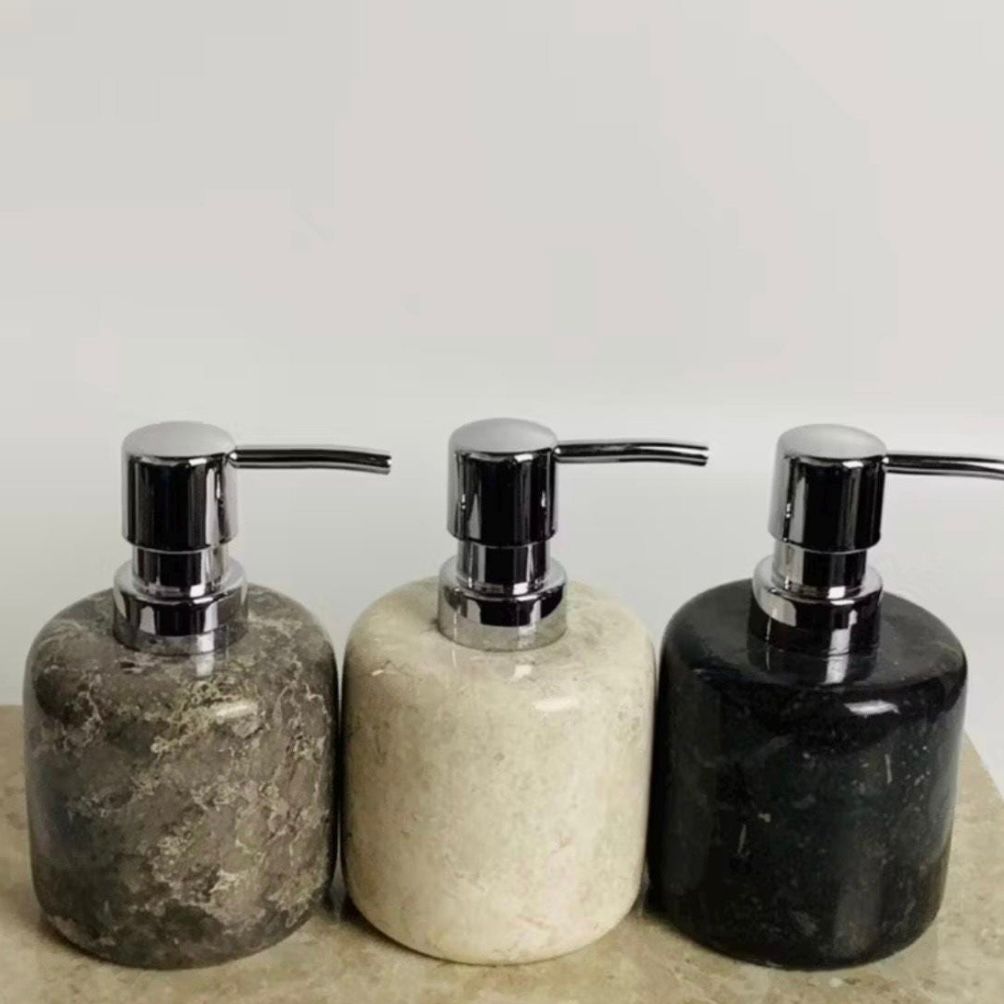 Japandi Marble Soap Dispenser | Wabi Sabi Bathroom Decor | Shampoo Bottle | Handmade Stone Bathroom Accessory