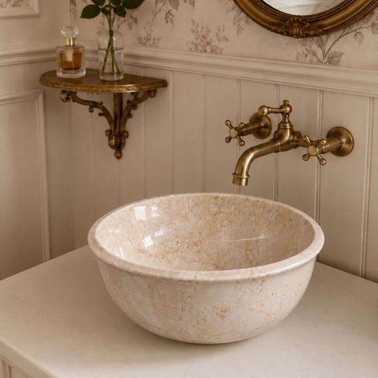 Round Vanity Marble Sink  Natural Stone Basin  Hand Sink  Custom Marble Vanity  Vessel Sinks for Modern & Luxury Bathroom