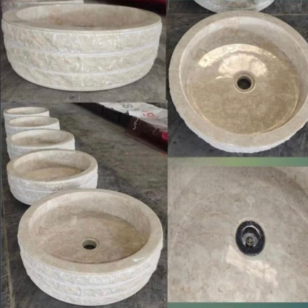 Natural Marble Vessel Sink | Wabi Handmade Stone Basin | Luxury Bathroom Sink | Organic Marble Washbasin