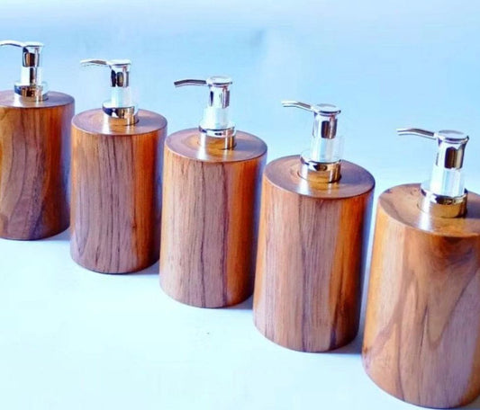 Teak Wood Soap Dispenser – Personalized Bathroom Accessories, Natural Wooden