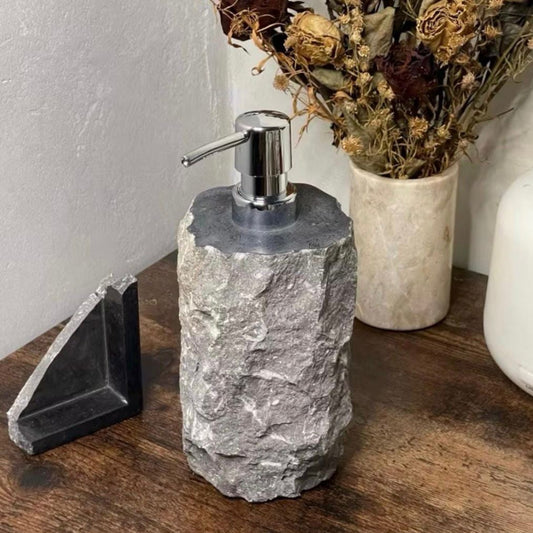 Handcrafted Natural Marble Soap Dispenser – Rustic Bathroom Decor