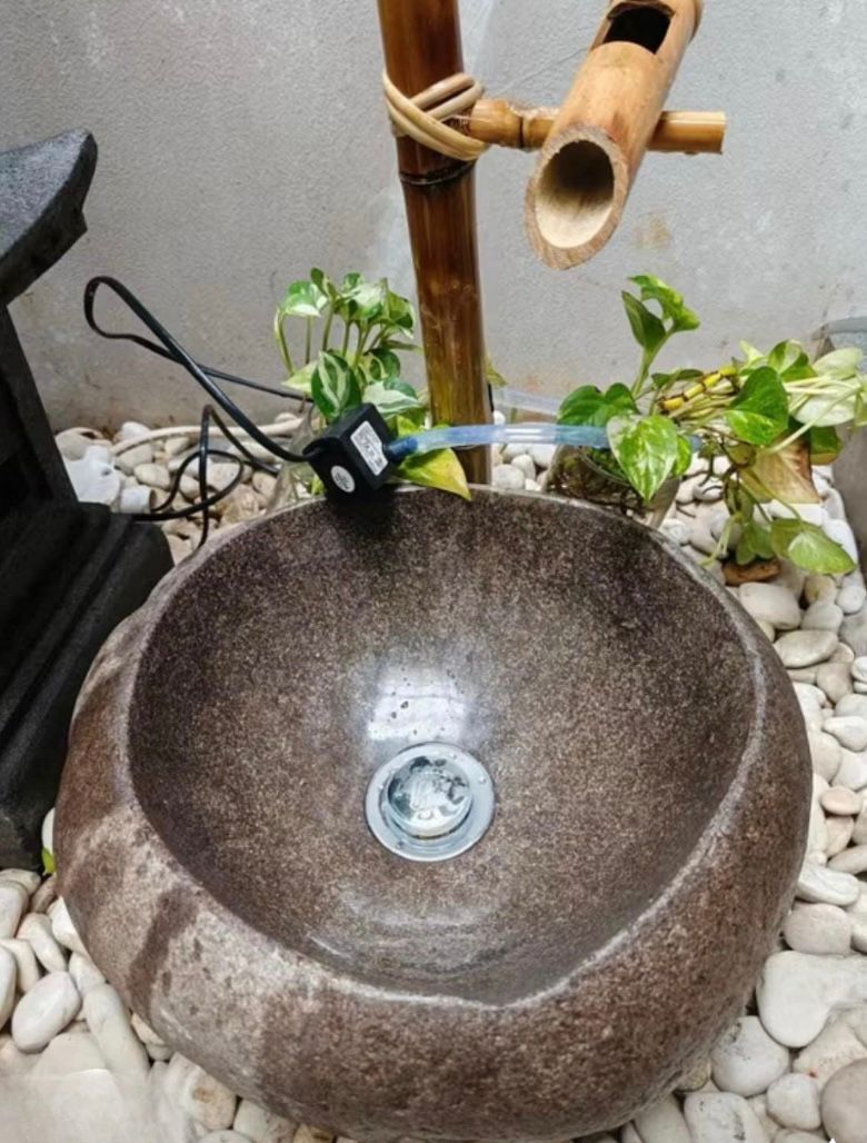 Wabi Sabi River Stone Sink - Handcrafted Japandi Natura Vessel Organic Modern Bathroom Washbasin