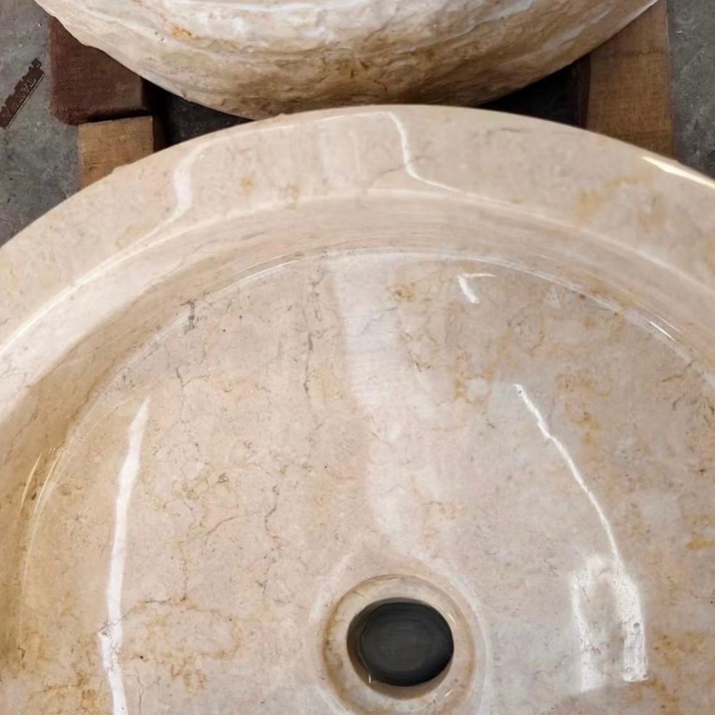 Natural Marble Vessel Sink | Wabi Handmade Stone Basin | Luxury Bathroom Sink | Organic Marble Washbasin