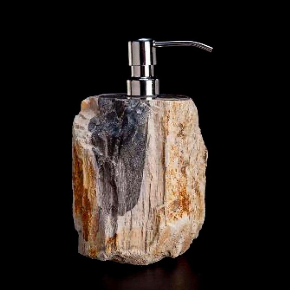 Petrified Wood Soap Dispenser, Natural Stone Soap Pump, Rustic Bathroom Accessory, Luxury Hand Soap Dispenser