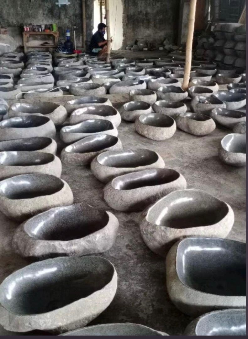 Wabi Sabi River Stone Sink - Handcrafted Japandi Natura Vessel Organic Modern Bathroom Washbasin