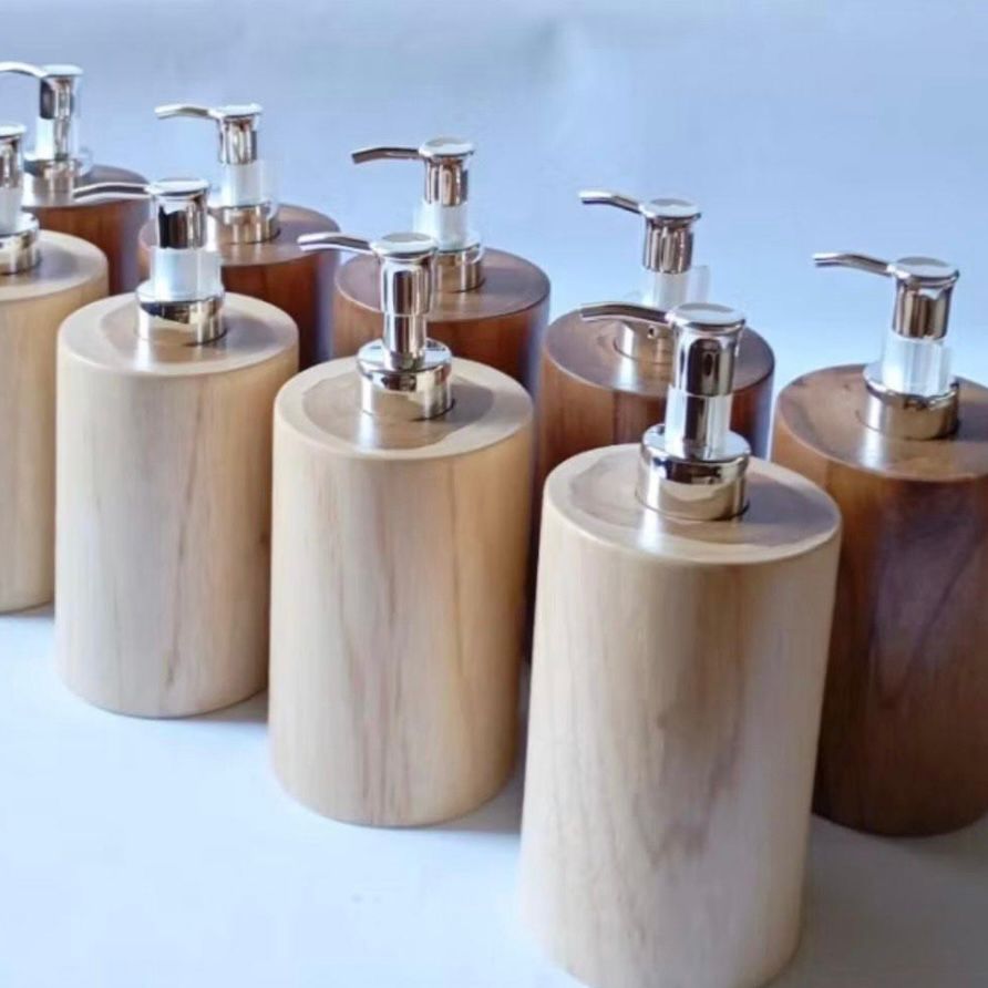 Teak Wood Soap Dispenser – Personalized Bathroom Accessories, Natural Wooden