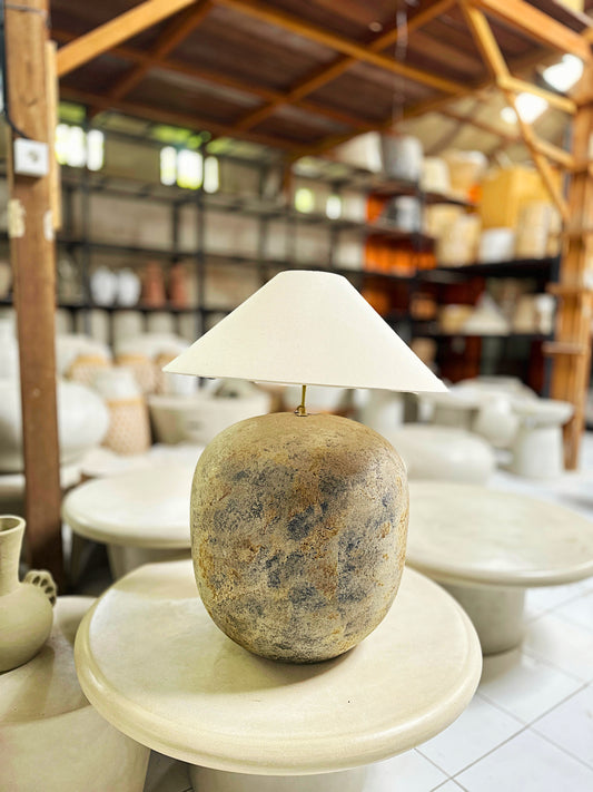 Wabi Sabi Terracotta Style (Large) Lampshade | Handmade Rustic Table Lamp | Earthenware Japandi Desk Lamp / Lightshade