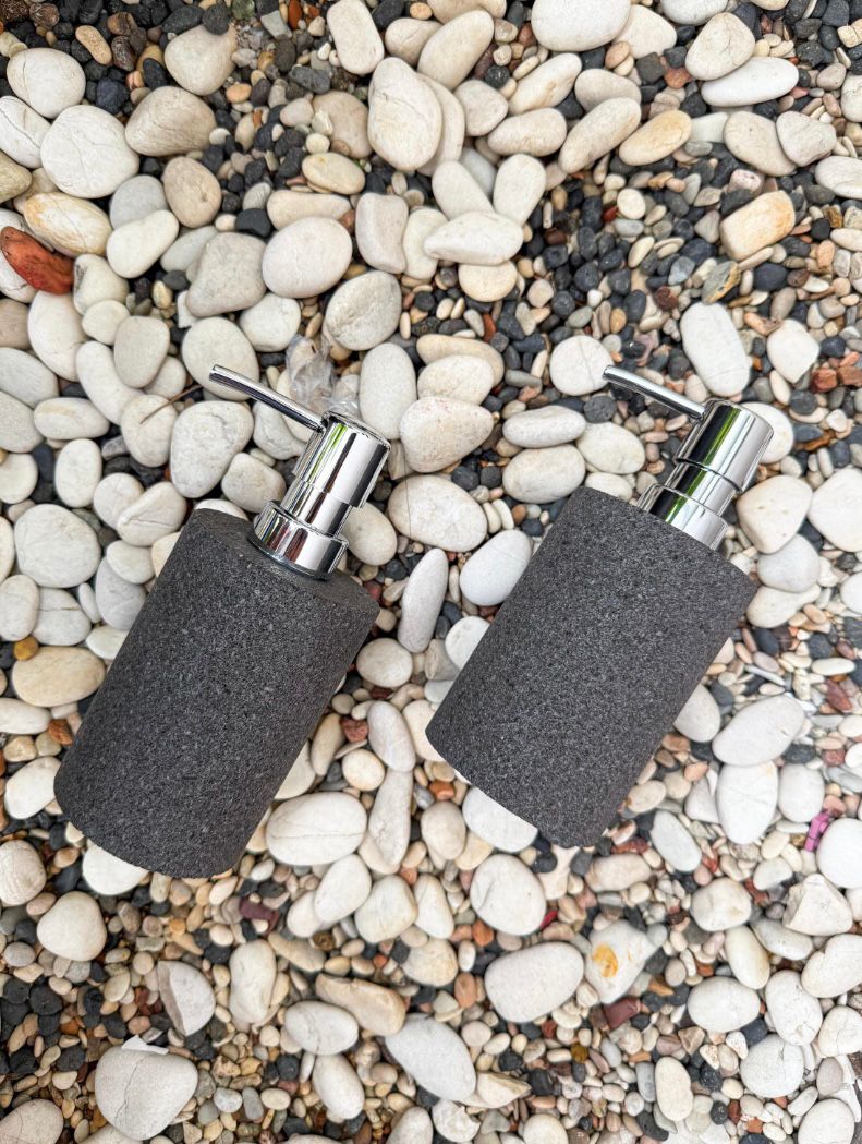 Handmade Natural Lava Stone Soap or Shampoo Dispenser – Rustic Eco Friendly Gift / Bathroom Accessories, Kitchen, or Vanity