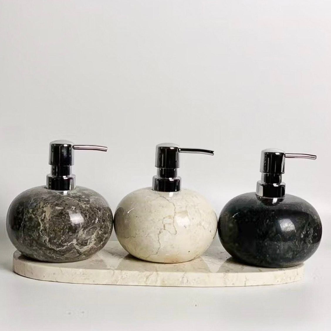 Japandi Marble Soap Dispenser | Wabi Sabi Bathroom Decor | Shampoo Bottle | Handmade Stone Bathroom Accessory