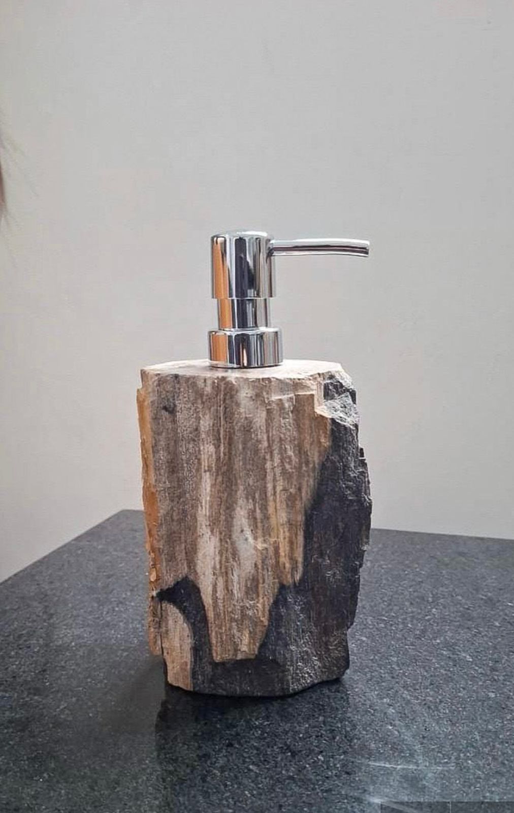 Petrified Wood Soap Dispenser, Natural Stone Soap Pump, Rustic Bathroom Accessory, Luxury Hand Soap Dispenser