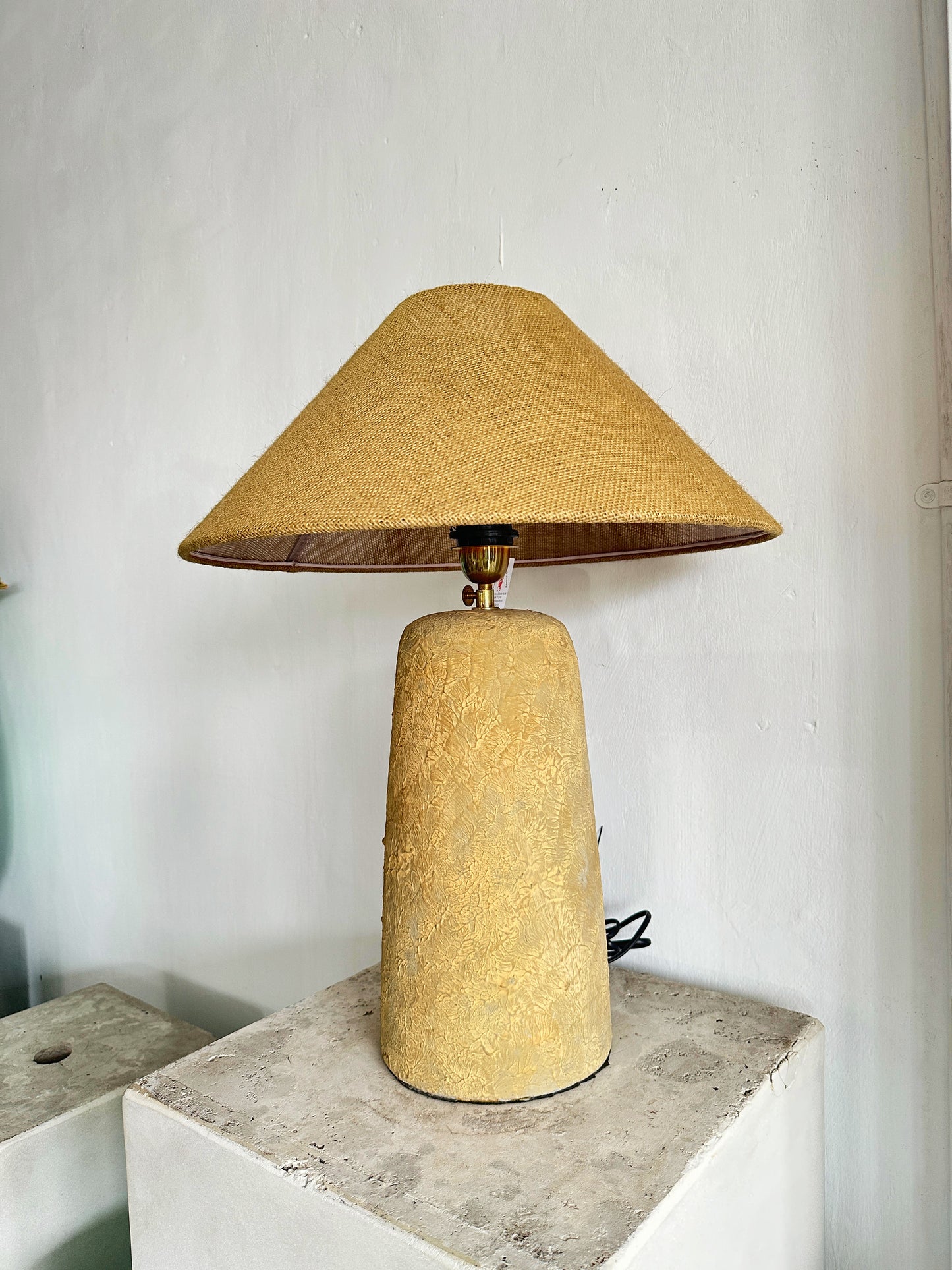 Japandi Terracotta Style Modern Table Lamp | Wabi Sabi Rustic Table Lamp with Linen Lampshade | Handmade Night Light