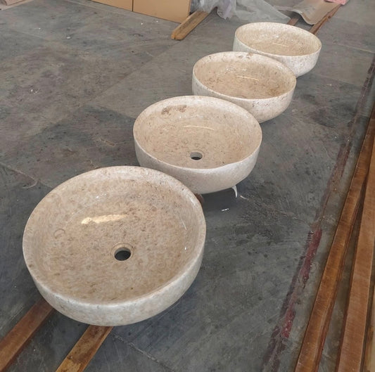 Round Vanity Marble Sink | Handmade Natural Stone Basin | Modern Hand Sink | Custom Marble Vanity | Vessel Sinks for Luxury Bathroom