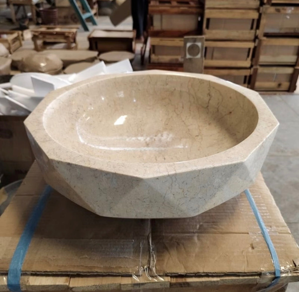 Cream Marble Vessel Sink  Oval Natural Stone Sink  Handmade Bathroom Vanity Marble Basin  Countertop Sink