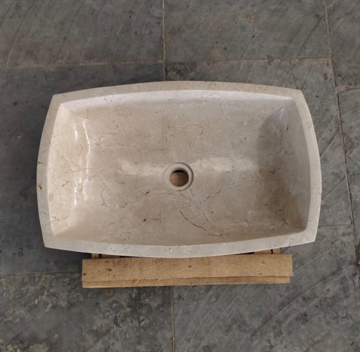 Beige Marble Vessel Sink | Modern Bathroom Vanity Marble Sink | Custom Handmade Natural Stone Basin | Rectangular Countertop Sink