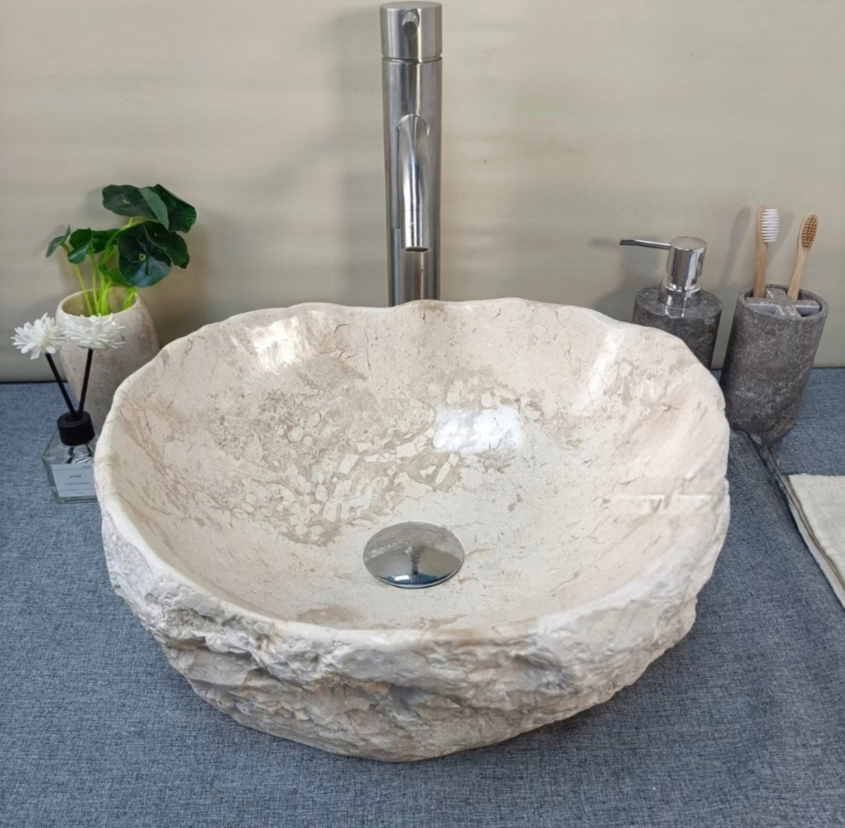 Rustic Vanity Marble Sink, Luxury Bathroom Stone Basin, Handmade Natural Stone Sink, Custom Washbasin