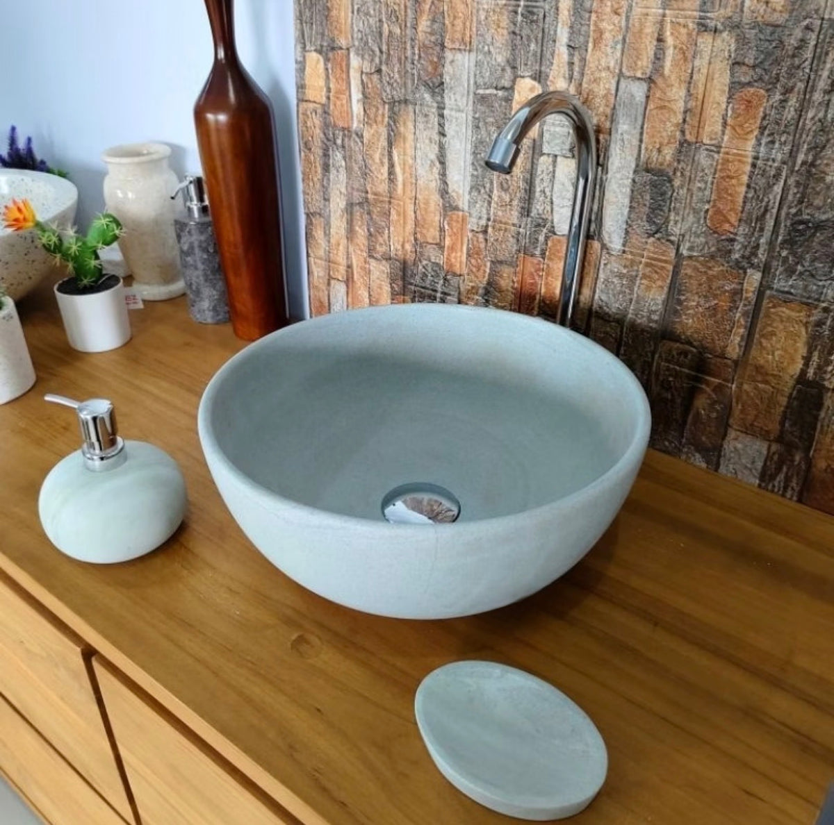 Round Green Limestone Vanity Top Basin  Natural Stone Basin  Modern Hand Sink  Custom Marble Vanity  Vessel Sinks for Luxury Bathroom