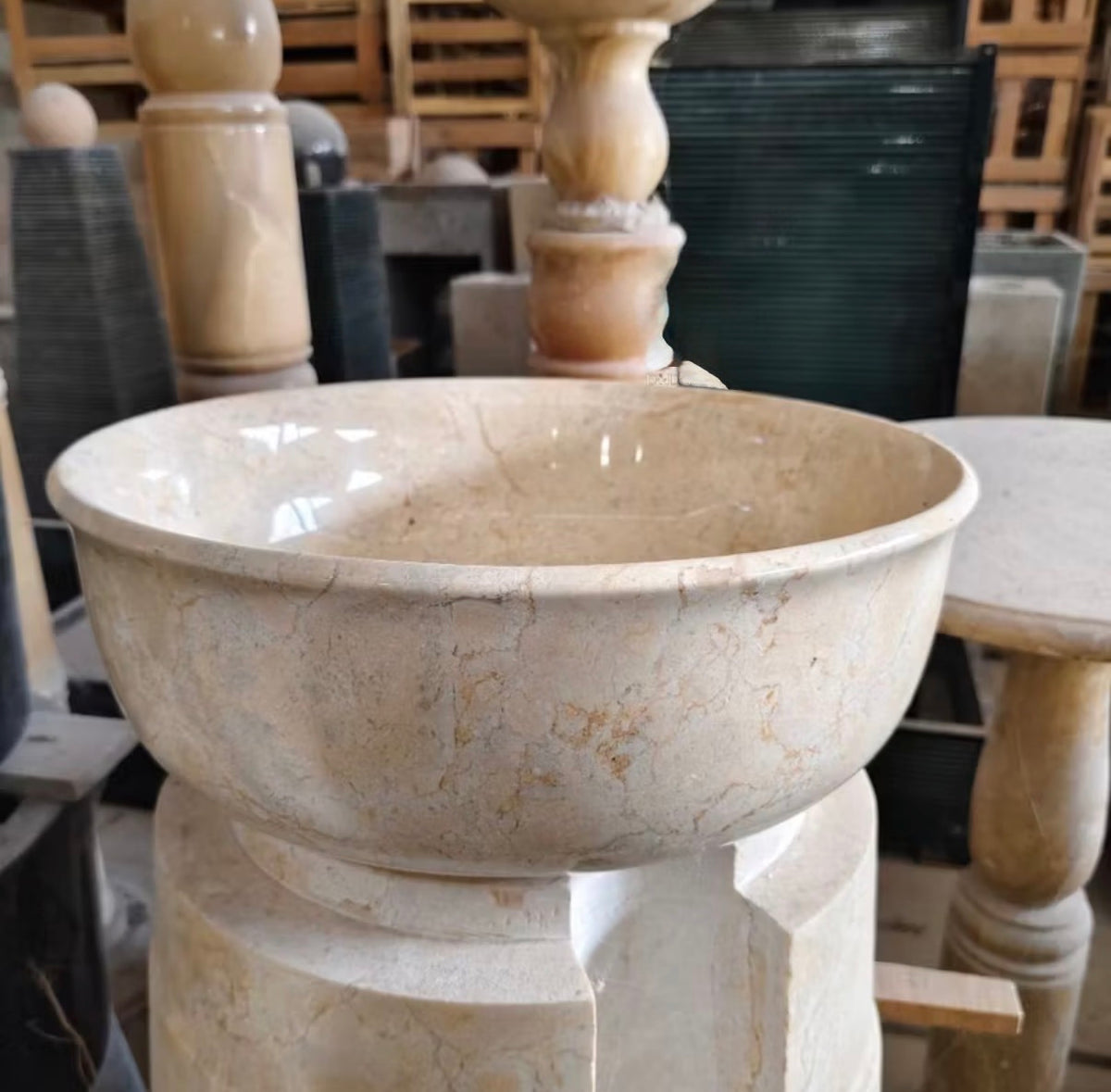 Round Vanity Marble Sink  Natural Stone Basin  Hand Sink  Custom Marble Vanity  Vessel Sinks for Modern & Luxury Bathroom
