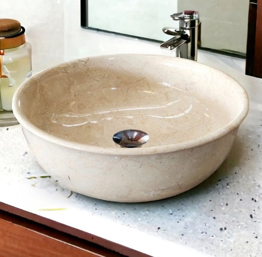 Round Vanity Marble Sink  Natural Stone Basin  Hand Sink  Custom Marble Vanity  Vessel Sinks for Modern & Luxury Bathroom