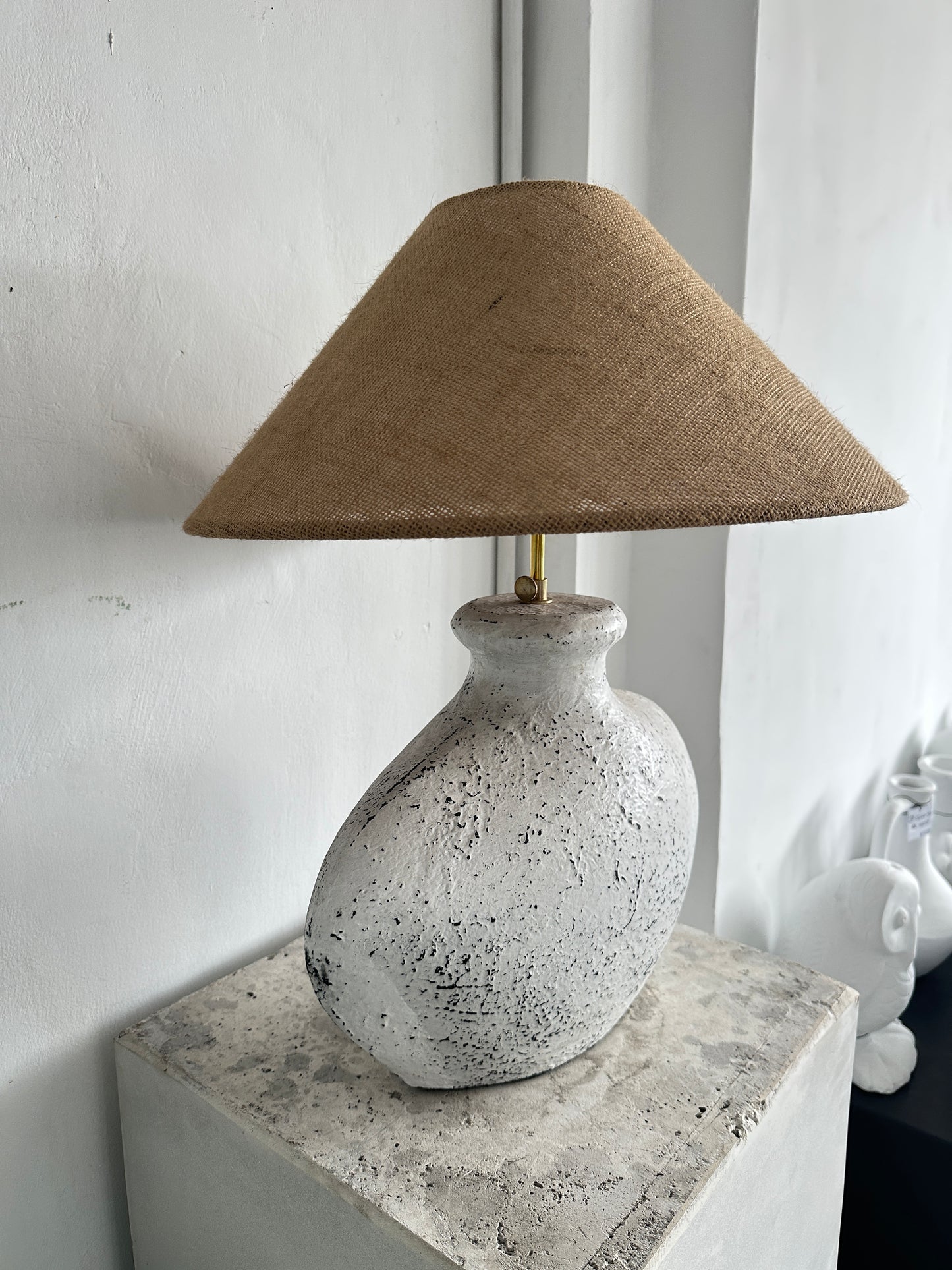 White Washed Terracota Style Lampshade | Wabi Sabi Japandi Coastal Inspired Table Lamp / Lamp Shade / Light Shade for Bedside & Living Room