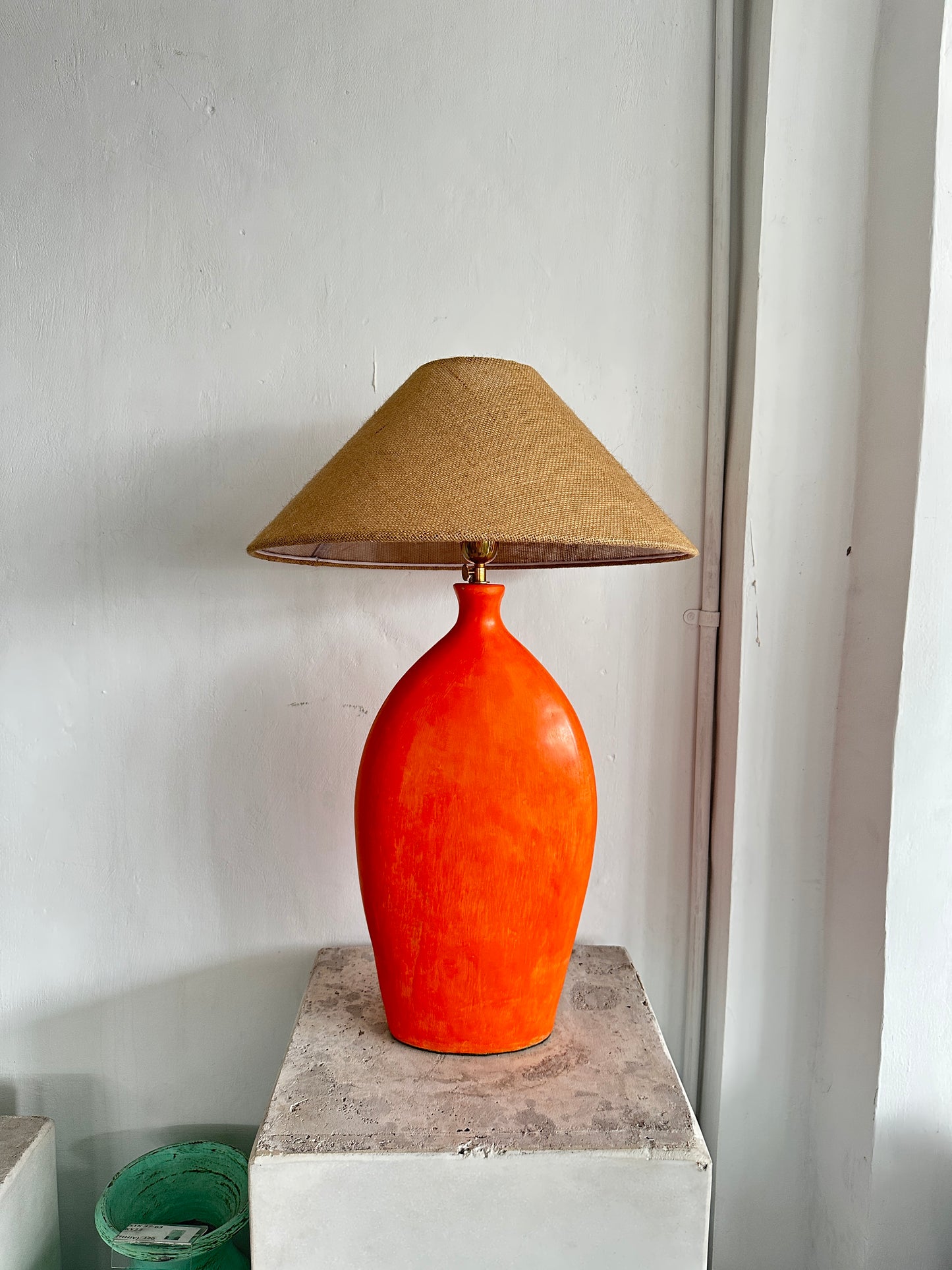 Terracotta Style Large Lampshade in Orange | Scandinavian Rustic Earthenware Table Lamp | Japandi Wabi Sabi Inspired Lightshade