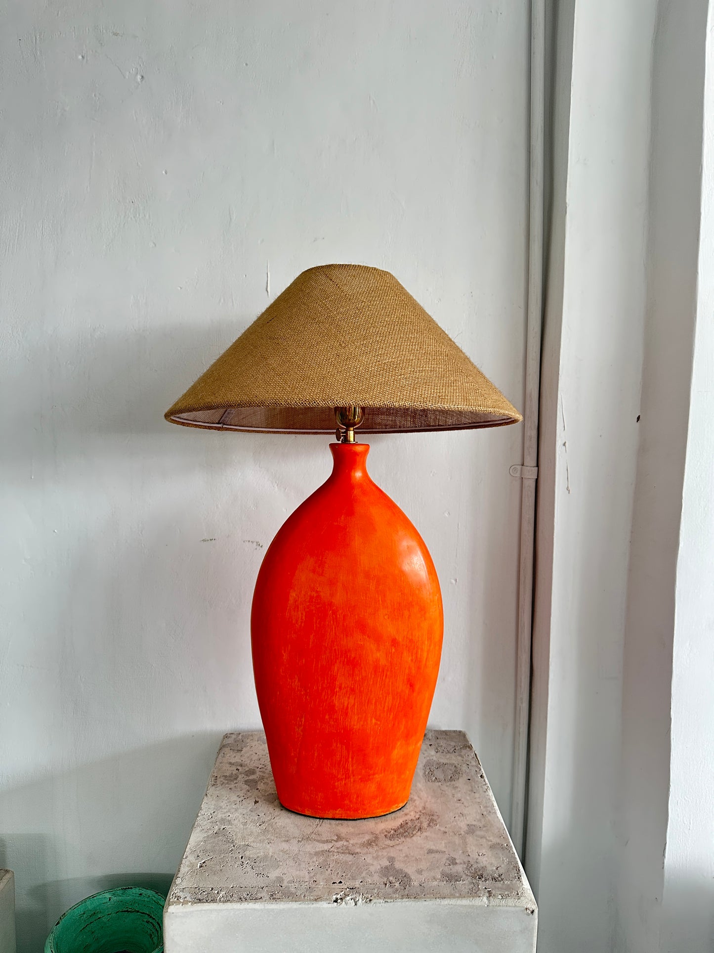Terracotta Style Large Lampshade in Orange | Scandinavian Rustic Earthenware Table Lamp | Japandi Wabi Sabi Inspired Lightshade