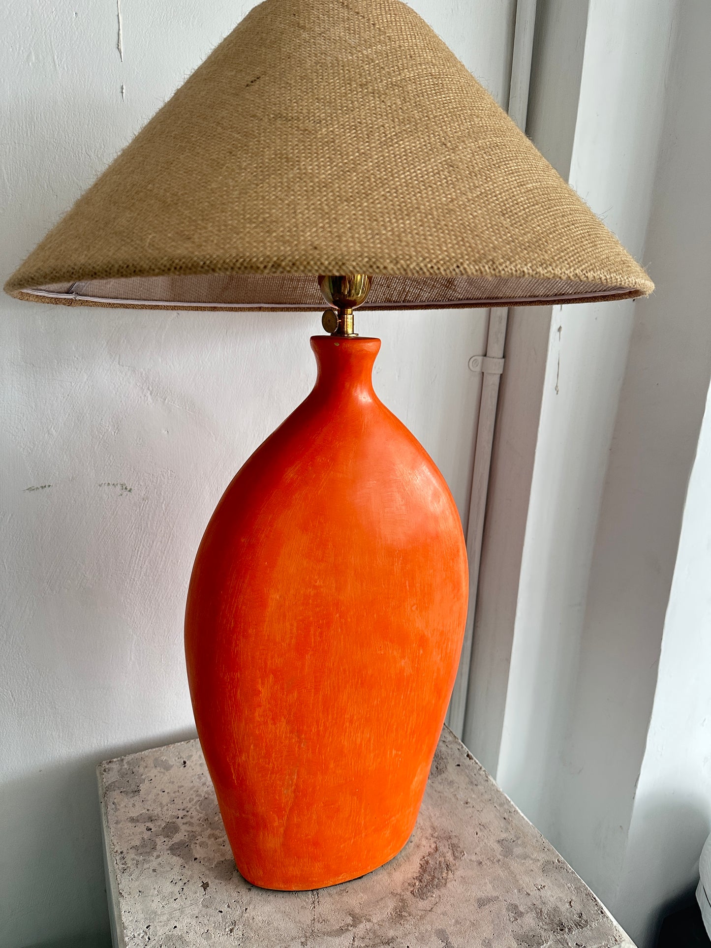 Terracotta Style Large Lampshade in Orange | Scandinavian Rustic Earthenware Table Lamp | Japandi Wabi Sabi Inspired Lightshade