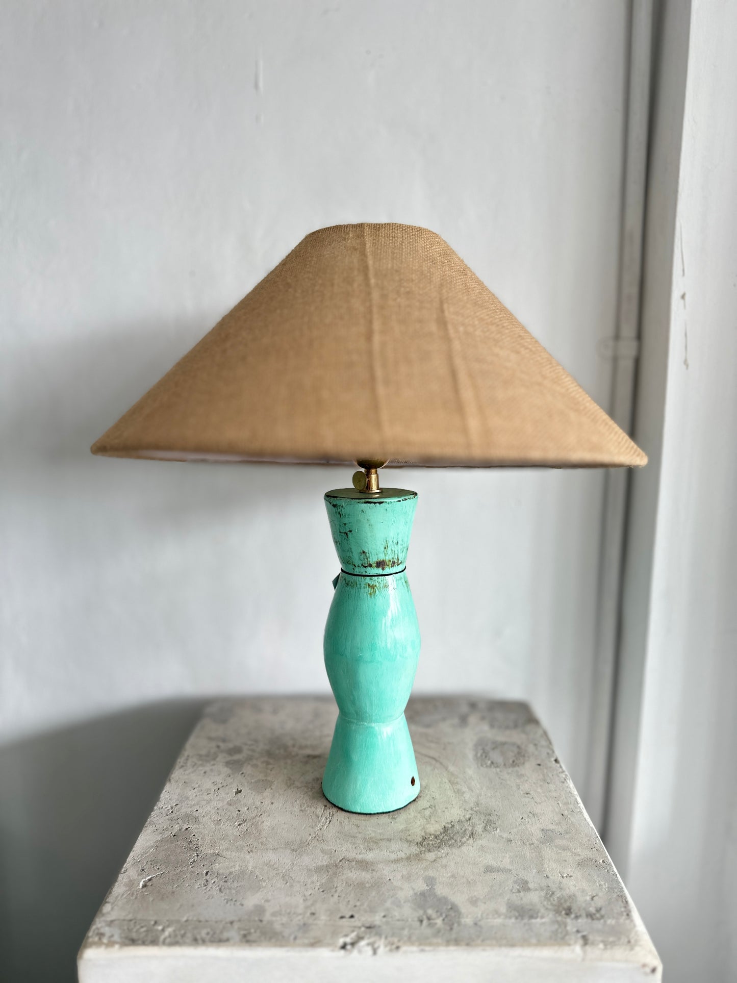 Handmade Japandi Sculptural Ceramic Table Lamp | Wabi Sabi Terracotta Style Desk Light | Rustic Earthenware Bedside Lamp