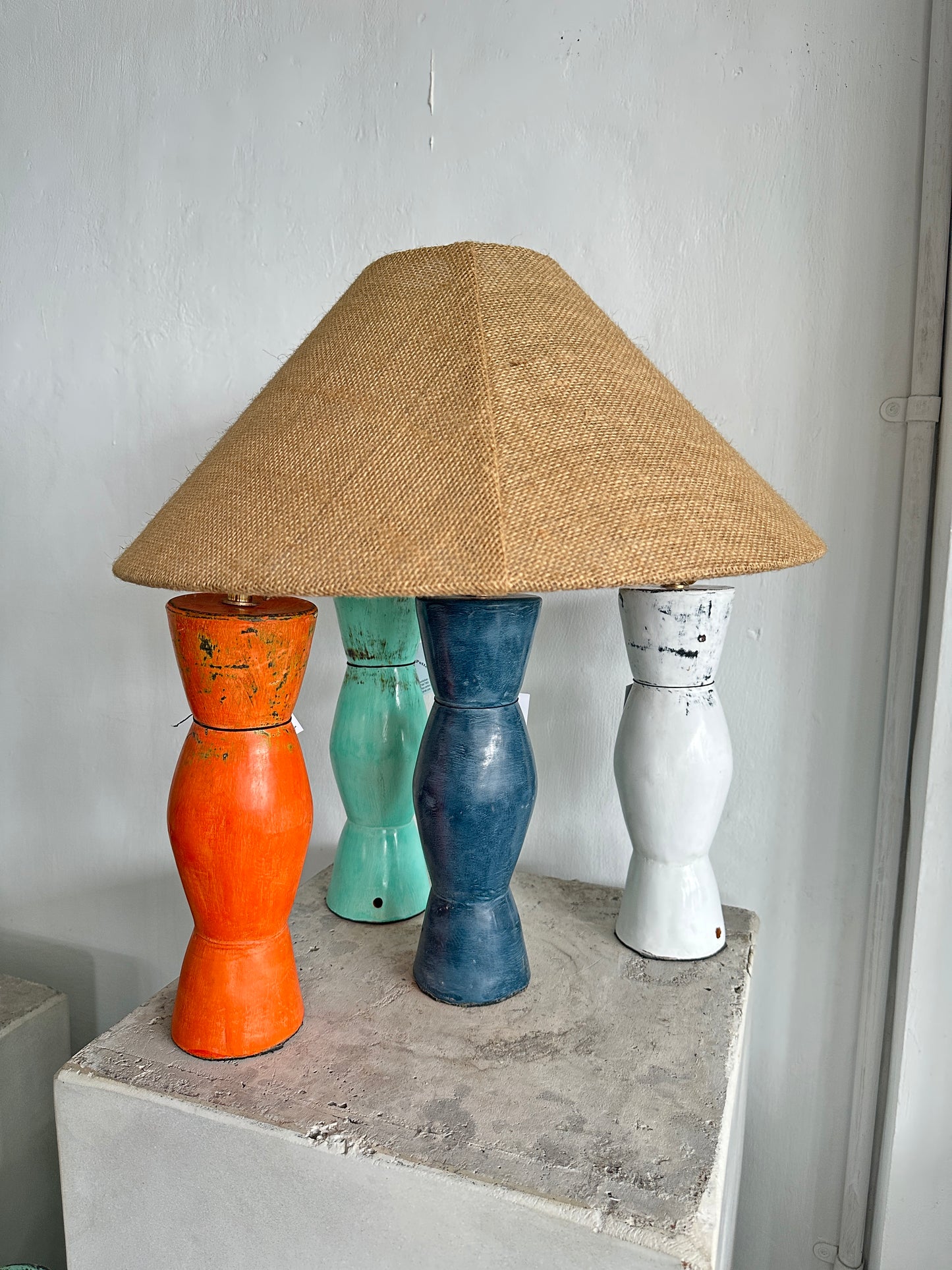 Handmade Japandi Sculptural Ceramic Table Lamp | Wabi Sabi Terracotta Style Desk Light | Rustic Earthenware Bedside Lamp