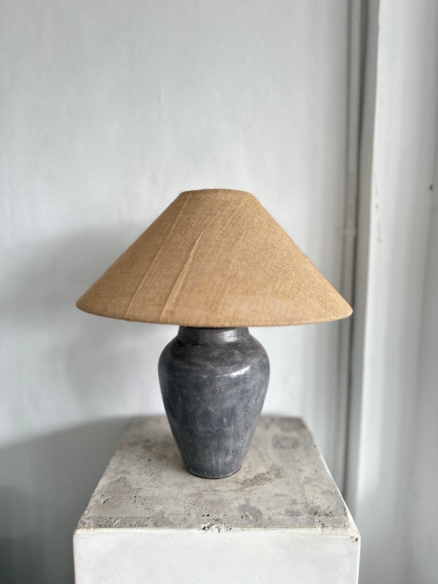 Grey Terracotta Style Lamp Shade | Japandi Wabi Sabi Nordic Coastal Inspired Bedroom Table Lamp / Lampshade / Desk Light