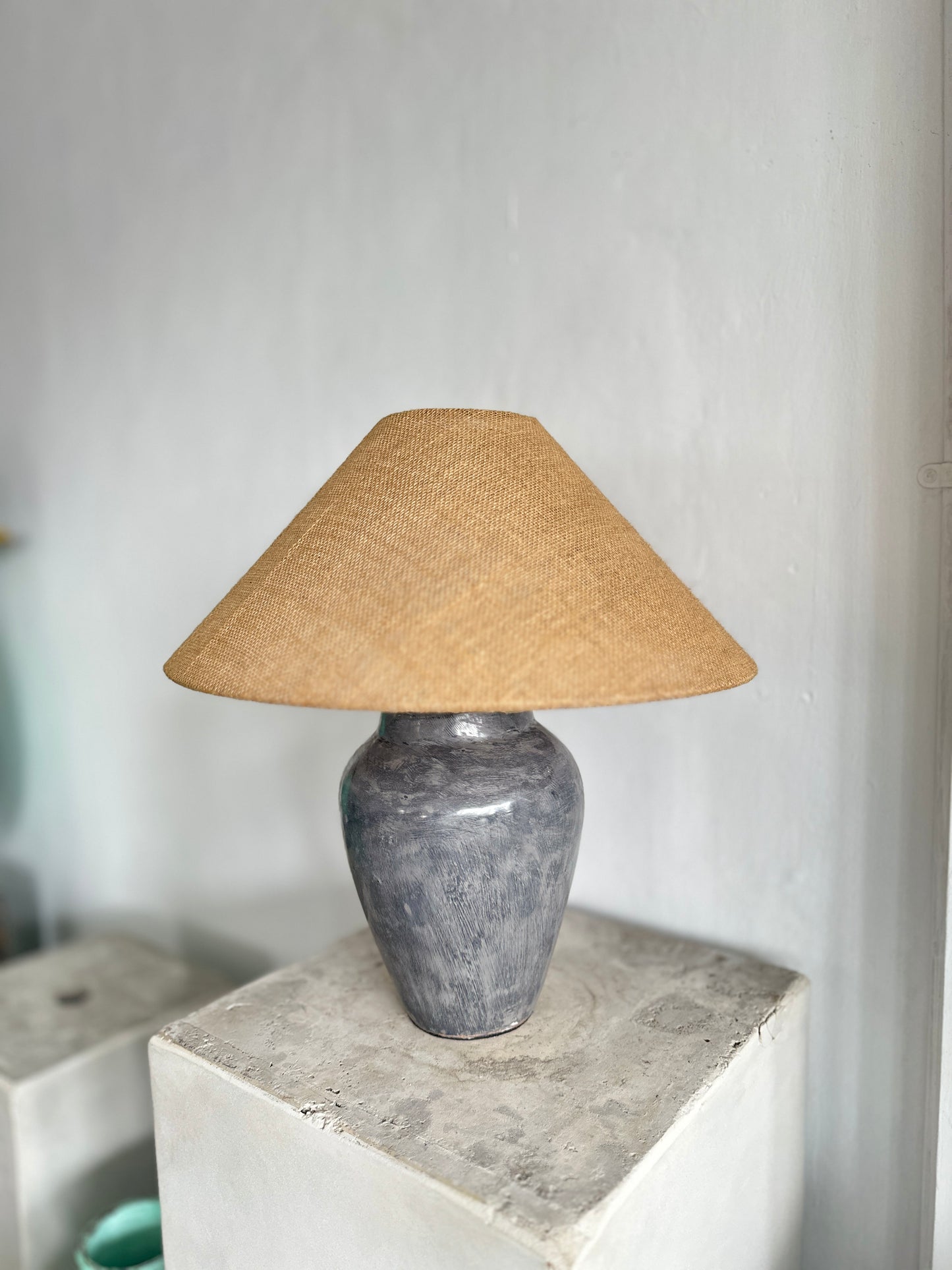 Grey Terracotta Style Lamp Shade | Japandi Wabi Sabi Nordic Coastal Inspired Bedroom Table Lamp / Lampshade / Desk Light
