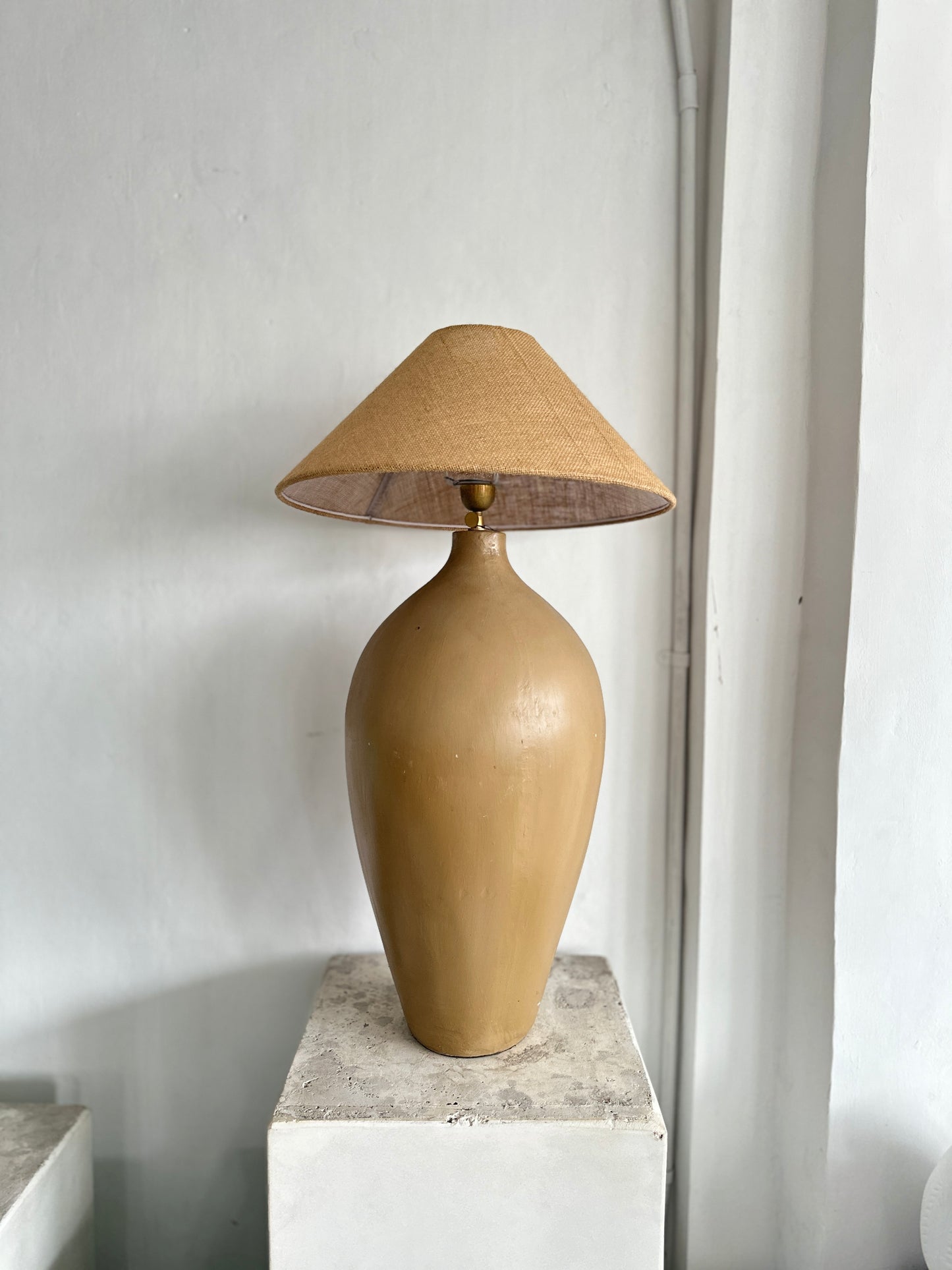XL Rustic Beige Terracotta Style Lampshade | Japandi Wabi Sabi Inspired Nordic Bohemian Table Lamp, Lamp Shade, Light shade