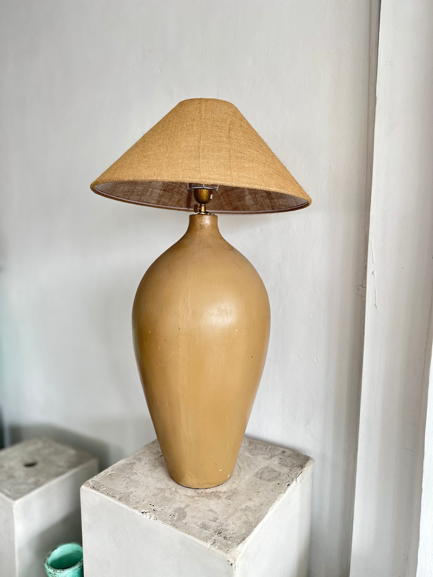 XL Rustic Beige Terracotta Style Lampshade | Japandi Wabi Sabi Inspired Nordic Bohemian Table Lamp, Lamp Shade, Light shade