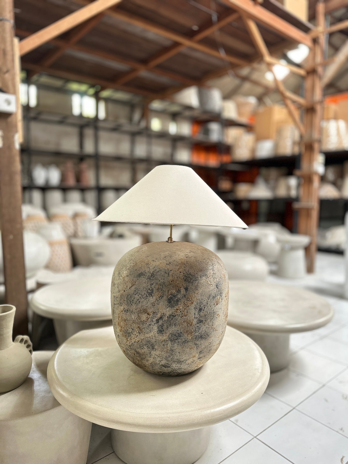 Wabi Sabi Terracotta Style (Large) Lampshade | Handmade Rustic Table Lamp | Earthenware Japandi Desk Lamp / Lightshade