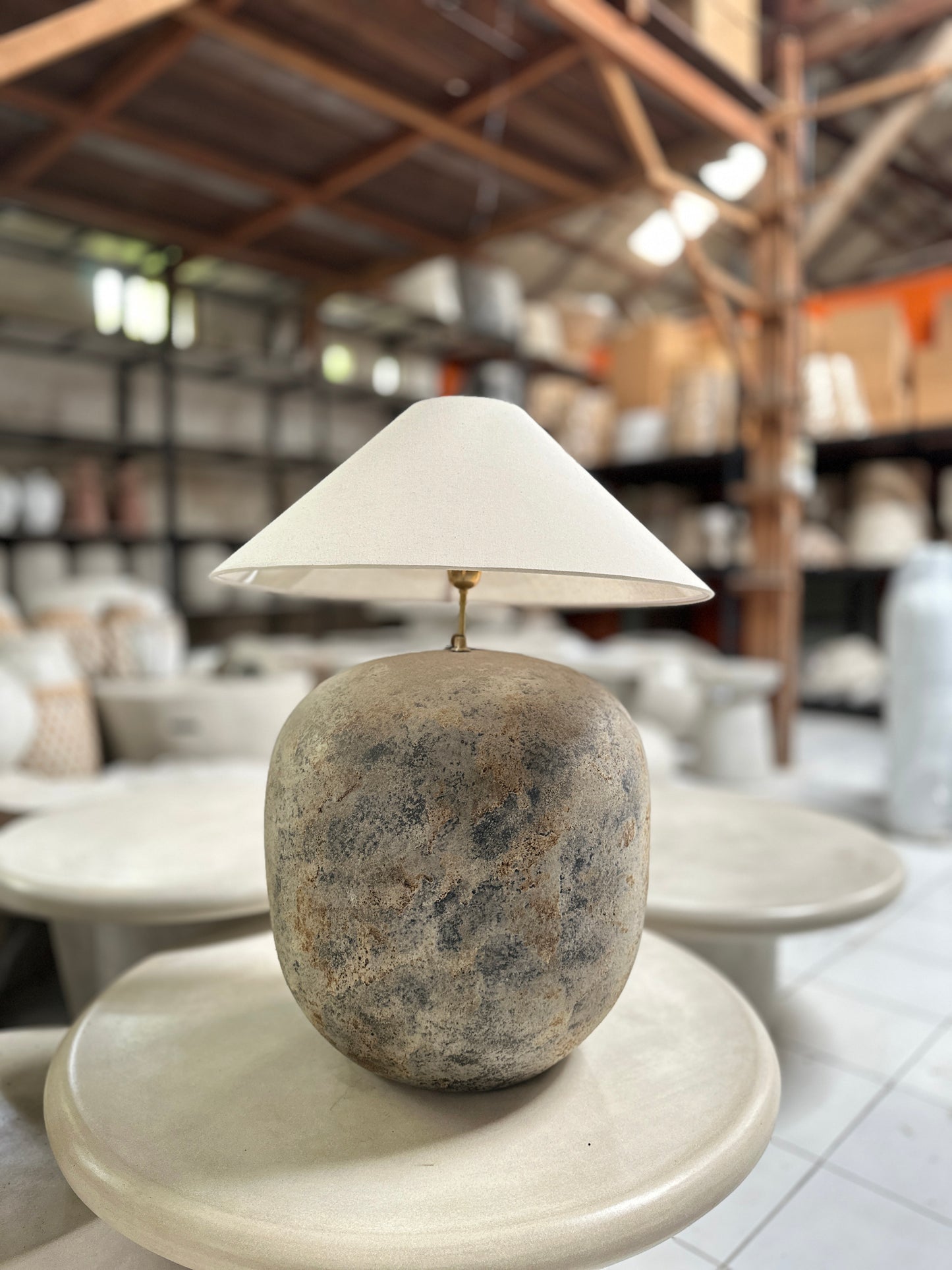 Wabi Sabi Terracotta Style (Large) Lampshade | Handmade Rustic Table Lamp | Earthenware Japandi Desk Lamp / Lightshade