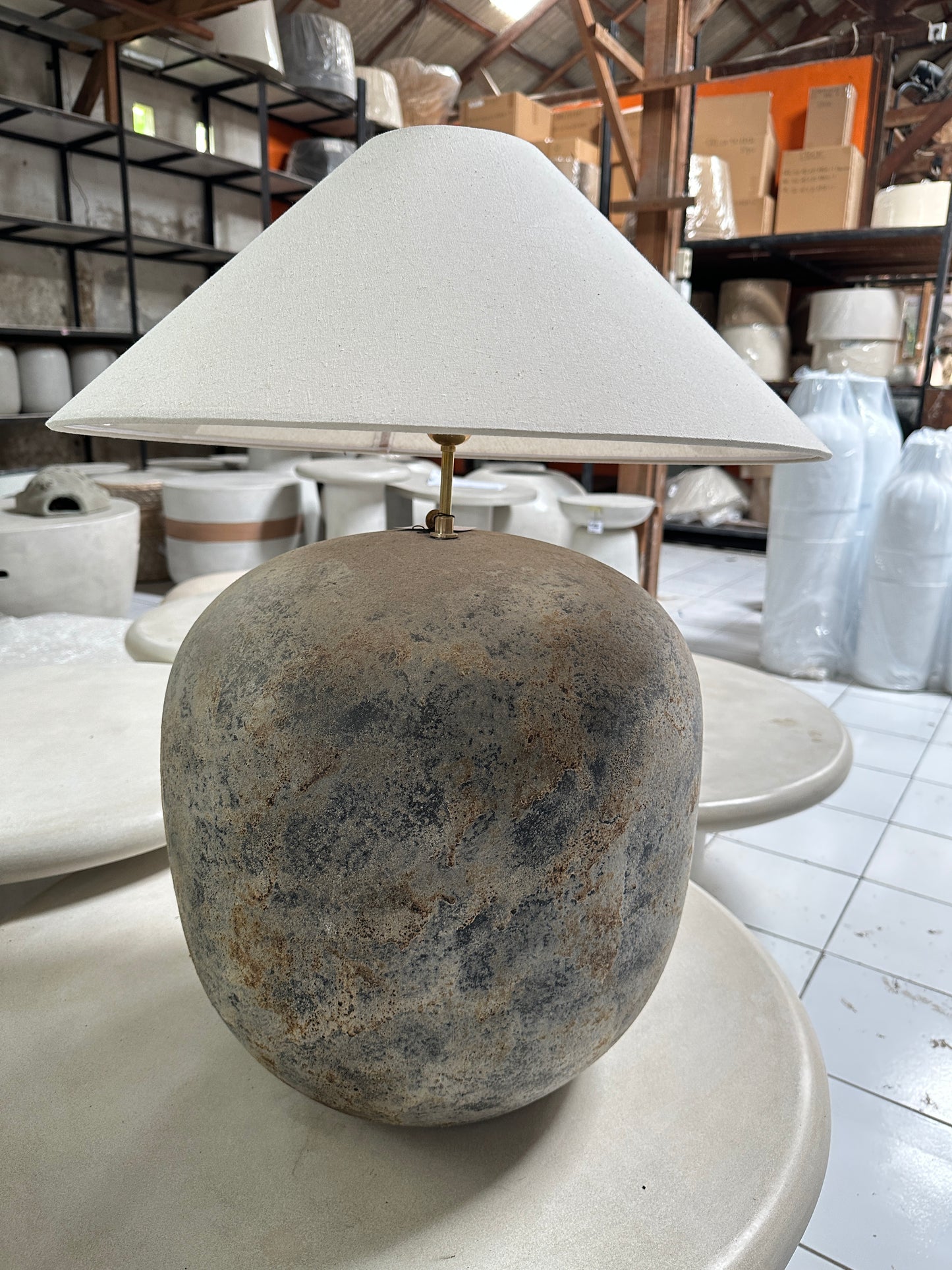 Wabi Sabi Terracotta Style (Large) Lampshade | Handmade Rustic Table Lamp | Earthenware Japandi Desk Lamp / Lightshade